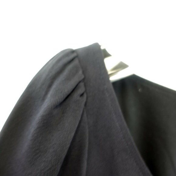 CLUB MONACO Navy Blue Shift Midi Dress 8 MEDIUM Puff Sleeve Scoop Neck A-line - Picture 6 of 13